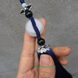 Handmade Marine Blue Sword Tassel with Round Onyx Stone - Wudang Store