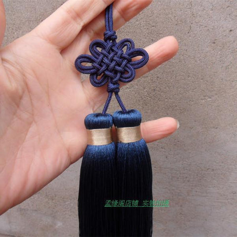 Navy Blue Chinese Knot Wudang Tai Chi Sword Double Tassel - Wudang Store