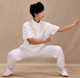 White Short Sleeve Cotton Tai Chi Shirt - Wudang Store