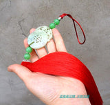 Decorative Chinese Hand-Carved Jade Stone Red Tai Chi Sword Tassel - Wudang Store