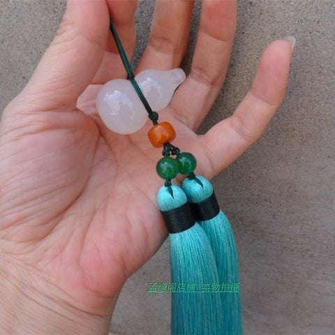 Turquoise Tai Chi Jian Tassel with Agate Stone Chinese Bottle-Gourd - Wudang Store
