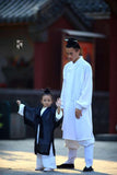 White Taoist Uniform with Black Overcoat for Kids