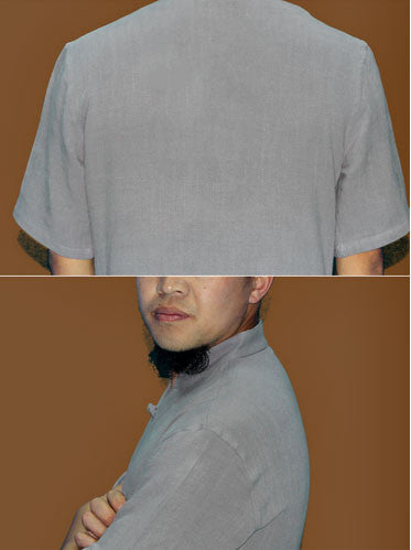 One Button Grey Short Sleeved Tai Chi Shirt - Wudang Store