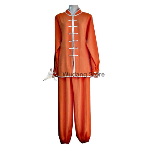 Orange Tai Chi Uniform White Outerlines - Wudang Store