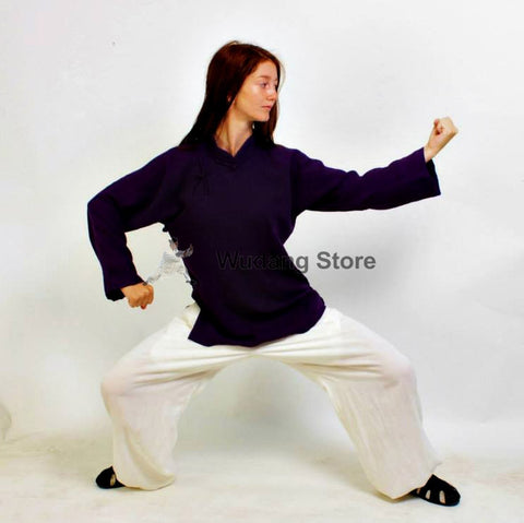 Purple Shirt White Pants Feminine Tai Chi Suit - Wudang Store