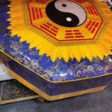 Wooden Blue Bagua Taoist Kneeling Stool