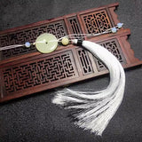 Grey Ancient Sword Tassel with Jade Ring & Agate Imitation Beads