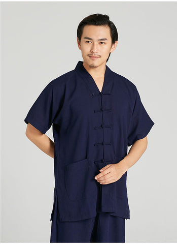 Short Sleeved V-Neck Summer Tai Chi Shirt