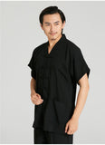 Short Sleeved V-Neck Summer Tai Chi Shirt