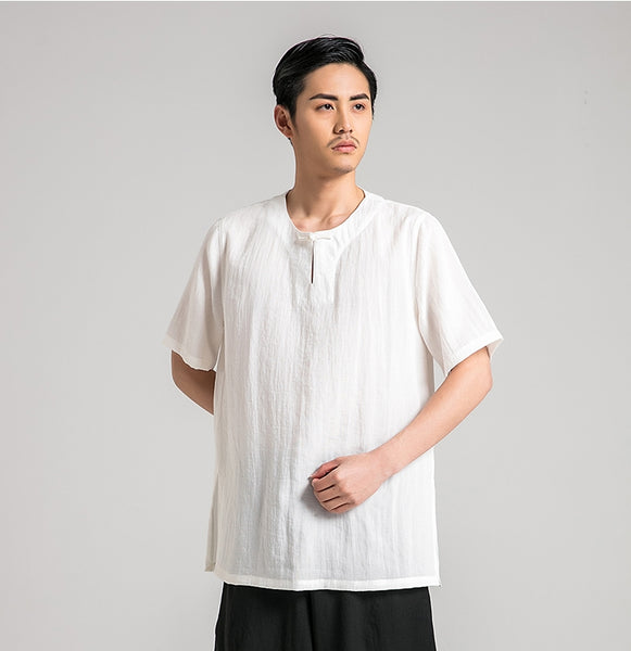 Short Sleeved Summer Tai Chi Shirt with Frog Button