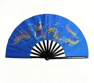 Tai Chi Fan Dragon & Phoenix Blue