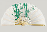 Bamboo Kung Fu Fan Green Bamboo Branch on White Background