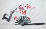 Tai Chi Performance Fan Plum Blossoms Chinese Ink on White Background
