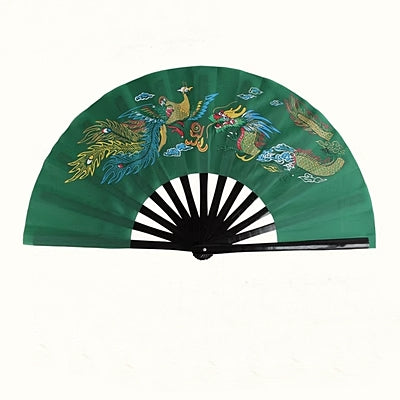 Tai Chi Fan Dragon & Phoenix Green