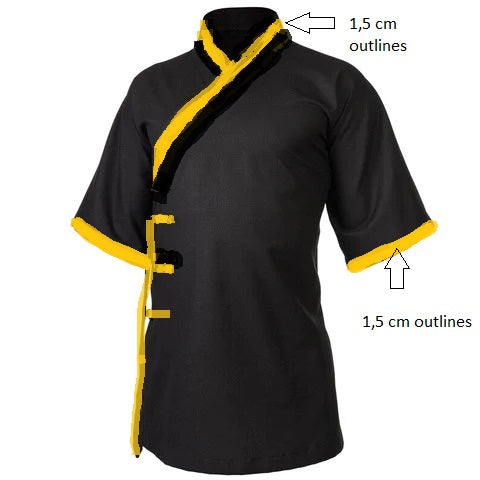 Custom Listing: Black Kung Fu Shirt with Gold Collar Trim