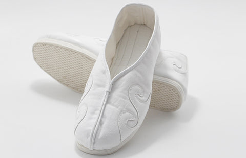 Taoist Old Craftmanship Thousand Layer Bottom Non-Slip Canvas Tai Chi Shoes White