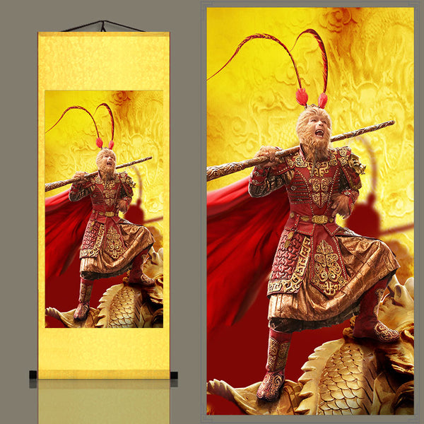 Monkey King Portrait, Sun Wukong Wall Roll, Journey to the West Chinese Monkey King Wall Roll Decoration