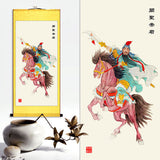 Guan Yu Wall Scroll, Guan Gong Taoist Wall Decoration, Daoist Wall Roll, Silk Scroll Taoist Gods Portrait