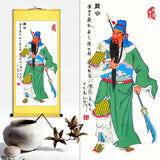 Guan Yu Wall Scroll, Guan Gong Taoist Wall Decoration, Daoist Wall Roll, Silk Scroll Taoist Gods Portrait