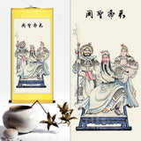 Guan Yu Wall Scroll, Guan Gong Taoist Wall Decoration, Daoist Wall Roll, Silk Scroll Taoist Gods Portrait