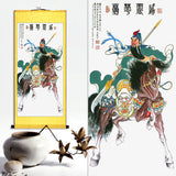 Guan Yu Wall Scroll, Guan Gong Taoist Wall Decoration, Daoist Wall Roll, Silk Scroll Taoist Gods Portrait