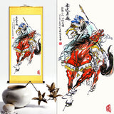 Guan Yu Wall Scroll, Guan Gong Taoist Wall Decoration, Daoist Wall Roll, Silk Scroll Taoist Gods Portrait