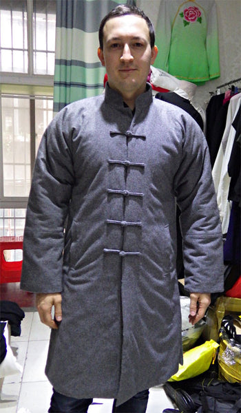 100% Sheep Wool Grey Wudang Winter Coat - Wudang Store