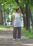 Summer Wudang Taoist Kung Fu Shirt White No Sleeves designed by Oksana Zabudska