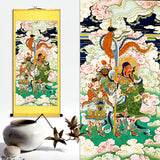 Guan Yu Wall Scroll, Guan Gong Taoist Wall Decoration, Daoist Wall Roll, Silk Scroll Taoist Gods Portrait