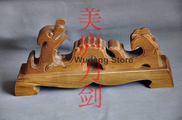 Classical Brown Wooden Dragon Sword Rack - Wudang Store