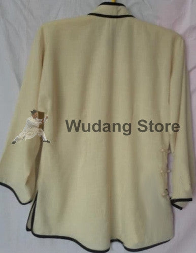 White Diagonal Tai Chi Shirt with Outerlines - Wudang Store