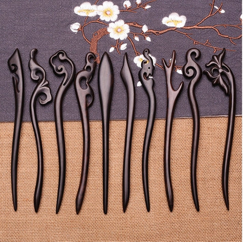 Wudang Taoist Wooden Blackwood Hairpins