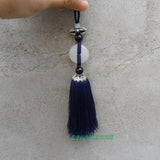 Handmade Marine Blue Sword Tassel with Round Onyx Stone - Wudang Store