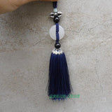 Handmade Marine Blue Sword Tassel with Round Onyx Stone - Wudang Store