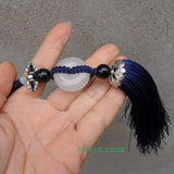 Handmade Marine Blue Sword Tassel with Round Onyx Stone - Wudang Store