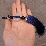 Handmade Marine Blue Sword Tassel with Round Onyx Stone - Wudang Store