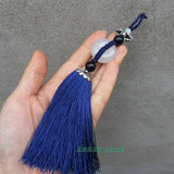 Handmade Marine Blue Sword Tassel with Round Onyx Stone - Wudang Store