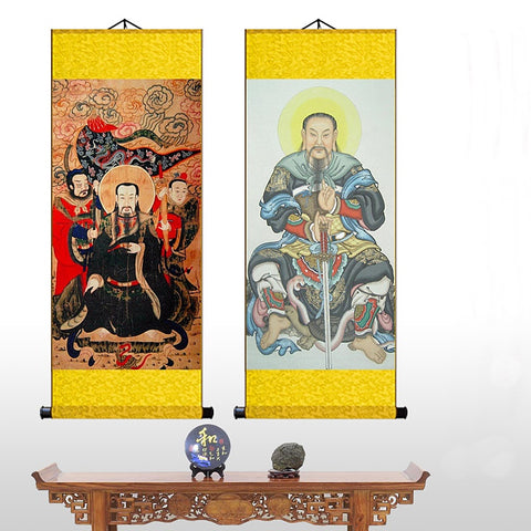 Zhenwu the Great Portrait, Xuanwu Taoist God Wall Scroll, Daoist Zhenwu Wall Decoration, Silk Scroll Taoist Gods Portrait, Xuantian Emperor Wall Roll