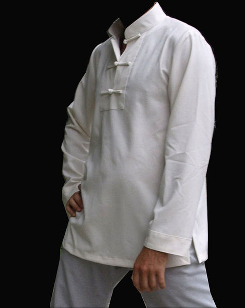 3 Buttons White Tai Chi Shirt - Wudang Store