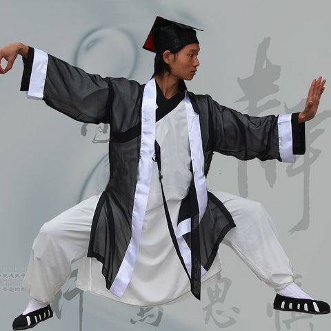 Black and White Wudang School Uniform with Overcoat