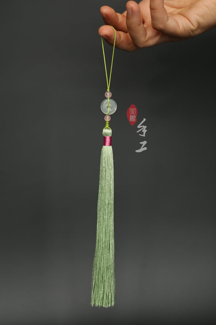 Natural Jade Sword Tassel with Round Stone 3 Colors - Wudang Store
