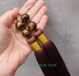 Brown Extra Long Tai Chi Sword Tassel with Tiger Eye Beads - Wudang Store
