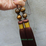 Brown Extra Long Tai Chi Sword Tassel with Tiger Eye Beads - Wudang Store