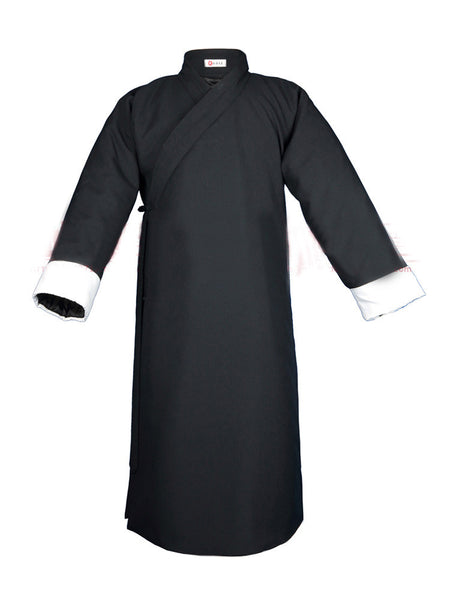 Wudang Taoist Winter Coat with Overlap Collar and White Cuffs - Wudang Store