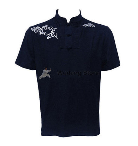 Navy Blue Short Sleeve Martial Arts T-Shirt - Wudang Store
