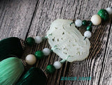 Green Hand-Carved Jade Stone Pendant Tai Chi Jian Tassel - Wudang Store