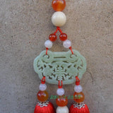 Red Hand-Carved Jade Stone Pendant Tai Chi Jian Tassel - Wudang Store