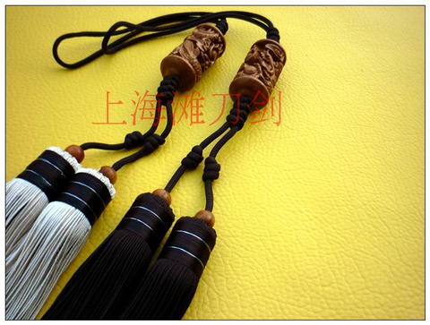 Sword Double Tassel with Hand-Carved Wooden Bead 2 Colors - Wudang Store