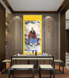 Taoist Immortal Lu Dongbin Portrait, Taoist God Iron Crutch Wall Scroll, Daoist Eight Immortals Wall Decoration, Silk Scroll Taoist Gods Portrait Wall Roll