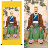Taoist Immortal Lu Dongbin Portrait, Taoist God Iron Crutch Wall Scroll, Daoist Eight Immortals Wall Decoration, Silk Scroll Taoist Gods Portrait Wall Roll